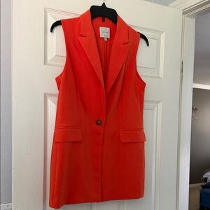 Love Tree Sleeveless Blazer Vest in Bright Orange